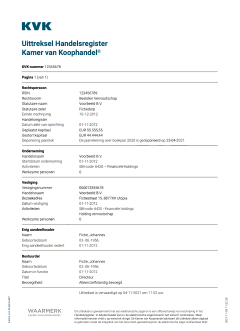 KVK uittreksel